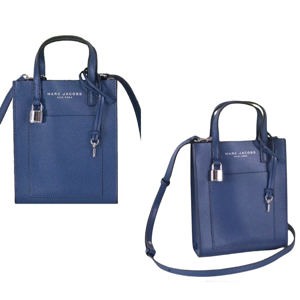 🦋New Marc Jacobs Pebbled Leather Micro Mini Grind Tote Crossbody in Azure Blue🦋 - Picture 4 of 10